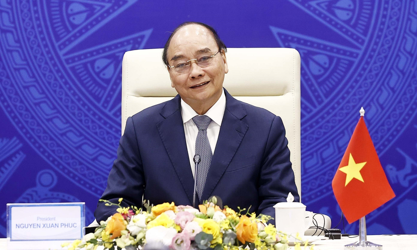 Chủ tịch nước Nguyễn Xuân Phúc dự hội nghị. Ảnh: TTXVN