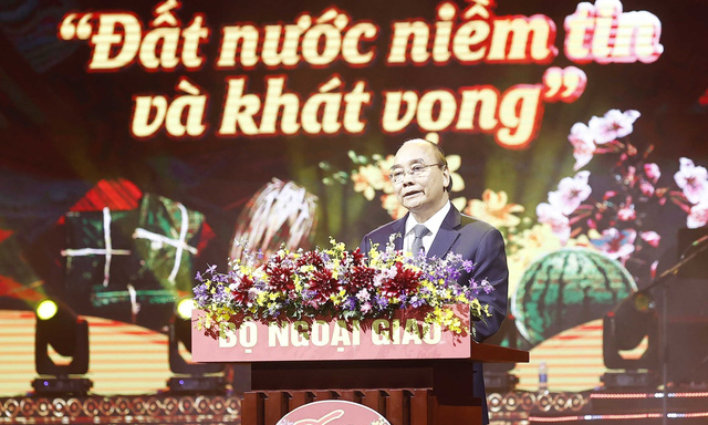 Chủ tịch nước Nguyễn Xuân Phúc phát biểu tại chương trình. Ảnh: TTXNVN
