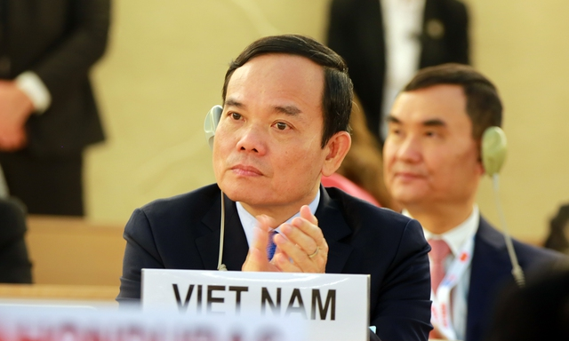 Phó Thủ tướng Trần Lưu Quang dự Phiên họp cấp cao khoá 52 Hội đồng Nhân quyền LHQ tại Geneva, Thụy Sỹ. Ảnh: VGP.