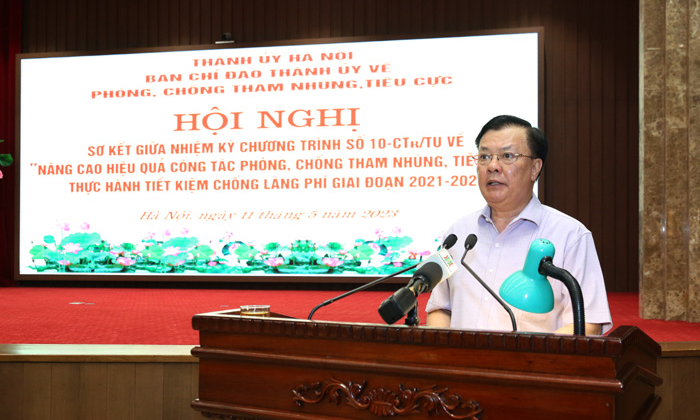 Bí thư Thành ủy Hà Nội Đinh Tiến Dũng phát biểu kết luận Hội nghị.