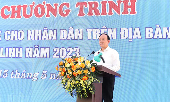 Chủ tịch HĐND TP Hà Nội Nguyễn Ngọc Tuấn phát biểu tại lễ phát động.