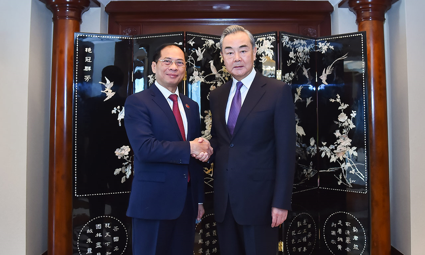 Bộ trưởng Ngoại giao Bùi Thanh Sơn và Chủ nhiệm Văn phòng Ủy ban Công tác Đối ngoại Trung ương Đảng Cộng sản Trung Quốc Vương Nghị.