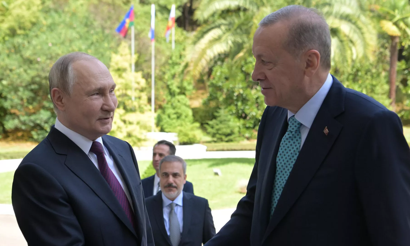 Tổng thống Nga Putin và người đồng cấp Thổ Nhĩ Kỳ Recep Tayyip Erdogan.