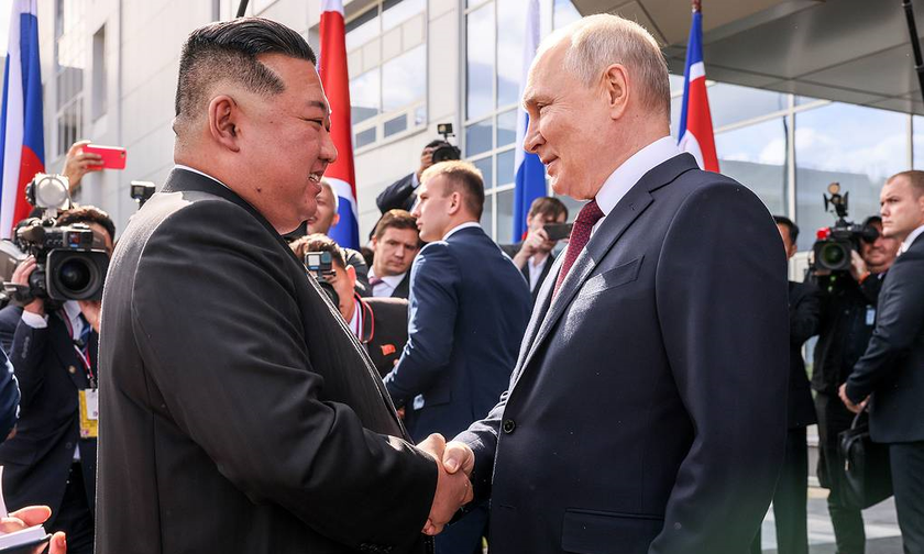 Tổng thống Nga Putin và nhà lãnh đạo Triều Tiên Kim Jong Un.