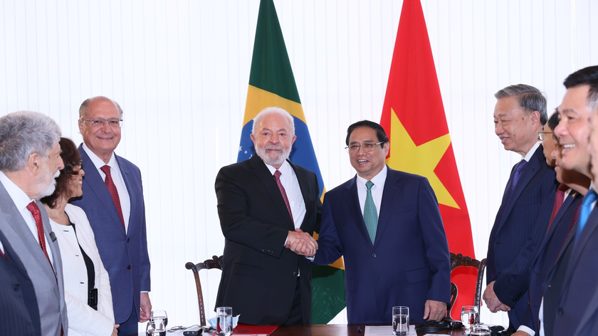 Thủ tướng Phạm Minh Chính và Tổng thống Luiz Inacio Lula da Silva. Ảnh VGP