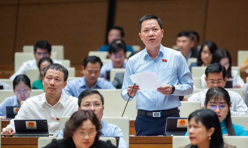 Đại biểu Trịnh Xuân An nêu vấn đề tranh luận tại phiên họp.