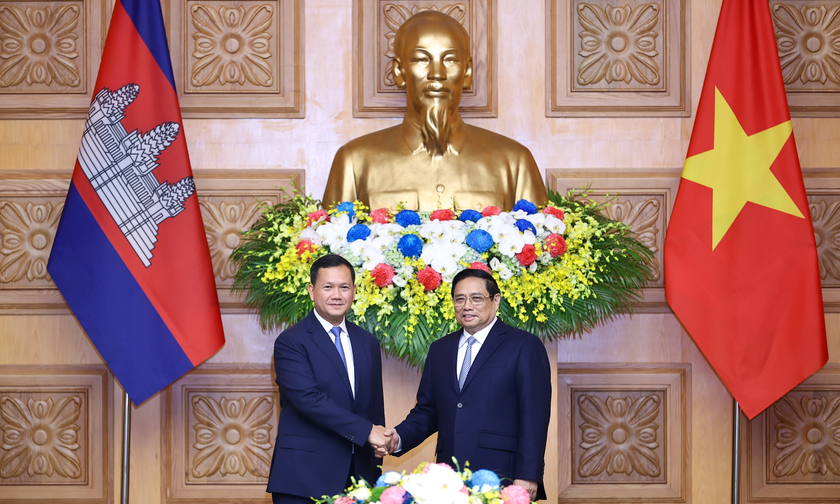 Thủ tướng Phạm Minh Chính và Thủ tướng Hun Manet: Ảnh VGP.