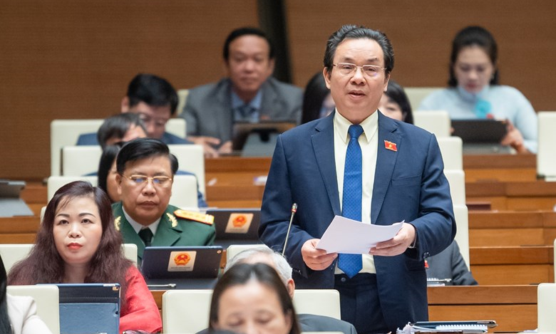 Đại biểu Hoàng Văn Cường phát biểu tại phiên họp.