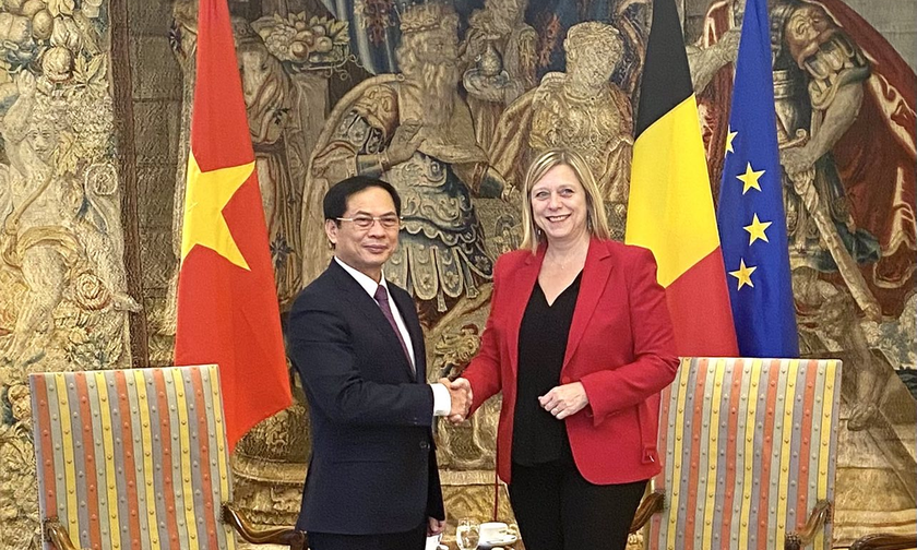 Bộ trưởng Ngoại giao Bùi Thanh Sơn gặp song phương Chủ tịch Hạ viện Bỉ Eliane Tillieux.
