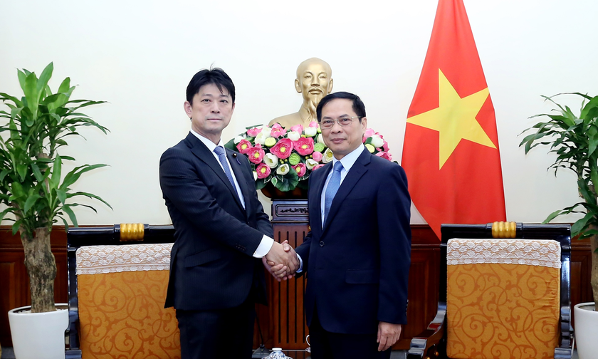 Bộ trưởng Bộ Ngoại giao Bùi Thanh Sơn tiếp ông Komura Masahiro. Ảnh: Báo Thế giới và Việt Nam cung cấp.