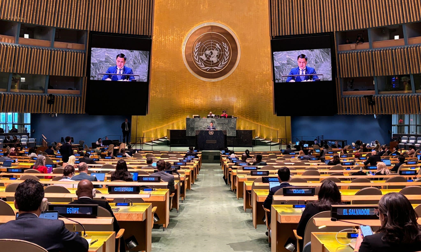 Đại sứ Đặng Hoàng Giang phát biểu giới thiệu Nghị quyết trước Đại hội đồng Liên hợp quốc.