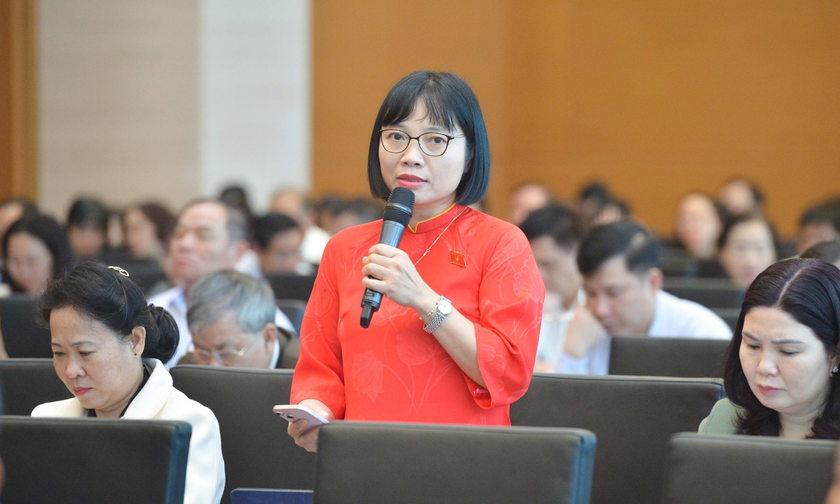Đại biểu Nguyễn Thị Việt Nga phát biểu tại hội nghị.