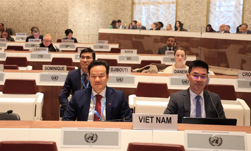  Đại sứ Mai Phan Dũng, Trưởng Phái đoàn Thường trực của Việt Nam tại Liên hợp quốc phát biểu tại Phiên họp. Ảnh: Anh Hiển/TTXVN