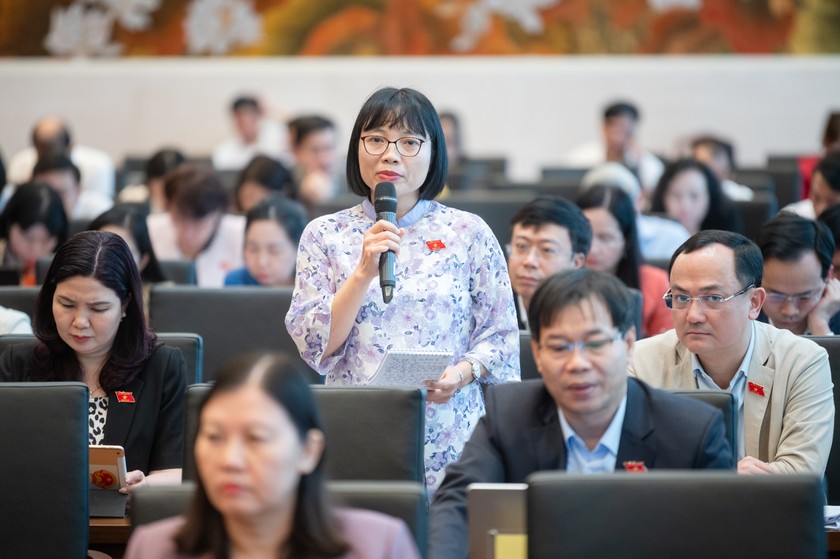 Đại biểu Nguyễn Thị Việt Nga phát biểu tại Hội nghị.