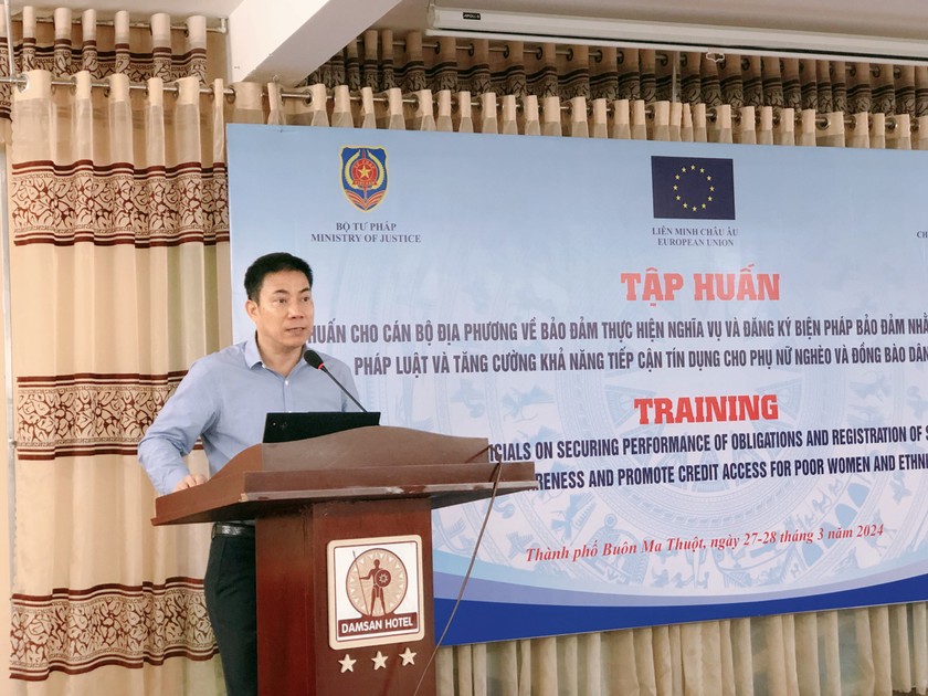 Ông Nguyễn Hồng Hải - Cục trưởng Cục Đăng ký quốc gia giao dịch bảo đảm phát biểu khai mạc lớp tập huấn.