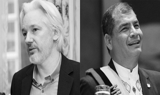 Tổng thống Ecuador Rafael Correa và Julian Assange – kẻ thù số 1 của tình  báo Mỹ.
