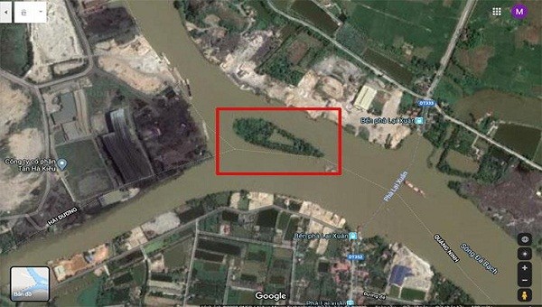 Khu vực phát hiện được 13 chiếc cọc gỗ tại xã Lại Xuân, huyện Thủy Nguyên
