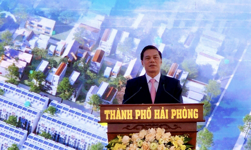 Chủ tịch UBND TP Hải Phòng Nguyễn Văn Tùng phát biểu tại Lễ khởi công.