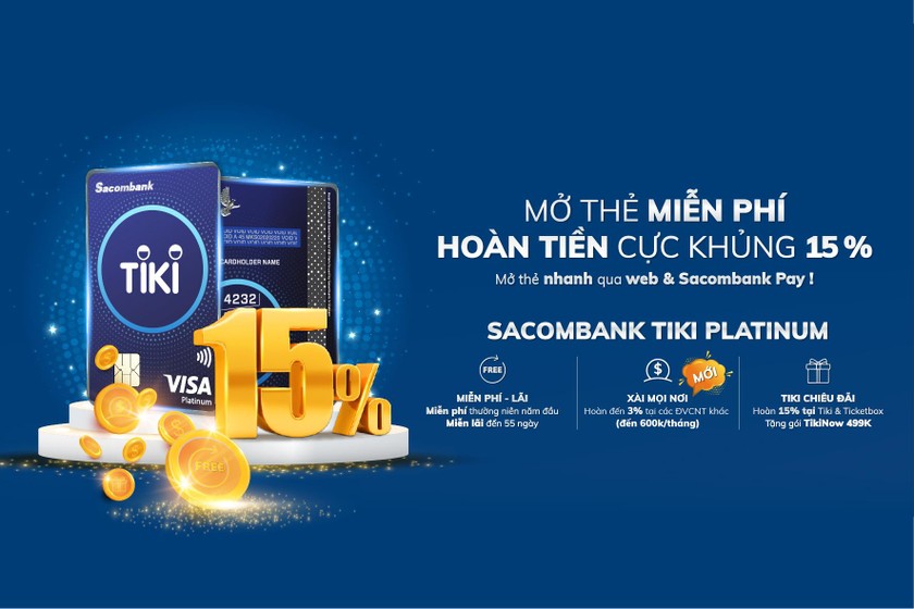 Sacombank tăng cường tiện ích thẻ liên kết với sàn thương mại điện tử Tiki