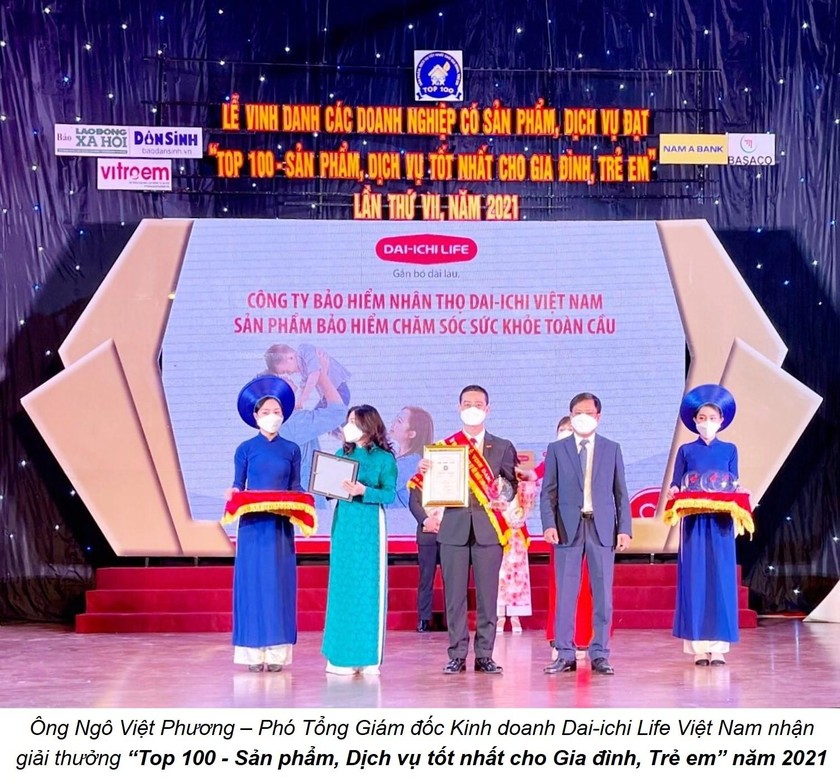 Dai-ichi Life Việt Nam được vinh danh trong “Top 100 - Sản phẩm, Dịch vụ tốt nhất cho Gia đình, Trẻ em” năm 2021
