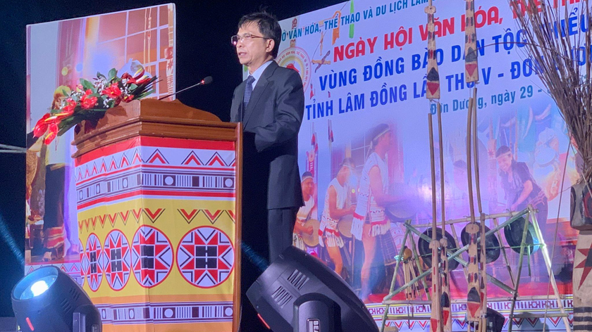 Lãnh đạo Sở VH-TT&DL Lâm Đồng phát biểu tại sự kiện.