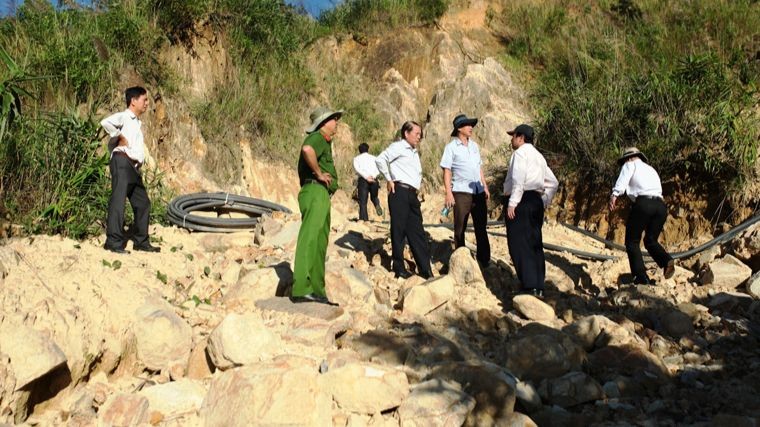Một điểm khai thác khoáng sản trái phép tại huyện Lâm Hà (Lâm Đồng) bị lực lượng chức năng phát hiện.
