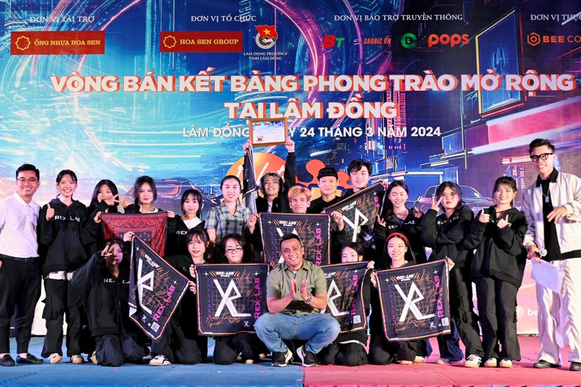 Đội nhảy Rex-Lab Crew giành giải nhất bán kết Bảng phong trào mở rộng Dalat Best Dance Crew 2024.