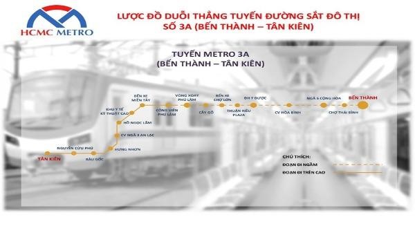 Toàn tuyến metro số 3A có 18 nhà ga, với tổng mức đầu tư dự kiến vào khoảng  68.000 tỉ đồng. Ảnh: Ban Quản lý đường sắt đô thị TP HCM
