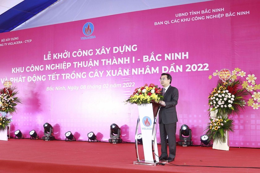 Bộ trưởng Bộ Xây dựng Nguyễn Thanh Nghị phát biểu tại buổi lễ