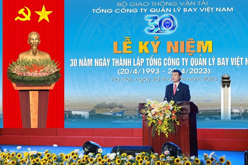 Ông Phạm Việt Dũng - Bí thư Đảng ủy, Chủ tịch Hội đồng thành viên VATM phát biểu tại buổi lễ. (Ảnh: VATM)