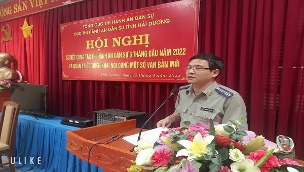 Ông Nguyễn Văn Tuấn - Cục trưởng cục THADS tỉnh Hải Dương đánh giá cao sự nỗ lực của tập thể và cá nhân đã góp phần vào kết quả chung công tác THADS toàn tỉnh.