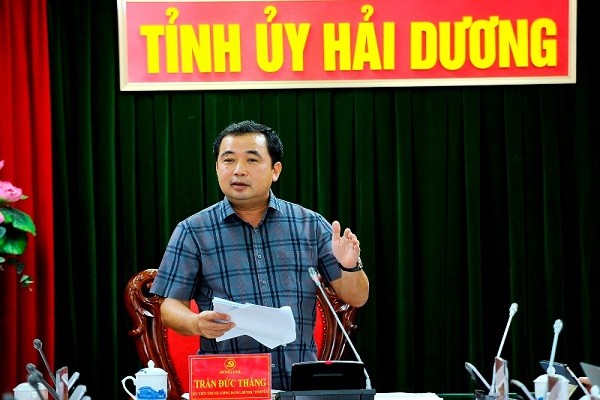 Bí thư Tỉnh ủy Hải Dương Trần Đức Thắng phát biểu kết luận hội nghị 