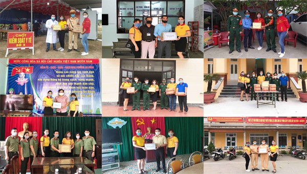 Lãnh đạo và nhân viên nhà thuốc Mạnh Tý  ủng hộ các đơn vị, lực lượng trên địa bàn tỉnh Thừa Thiên Huế.