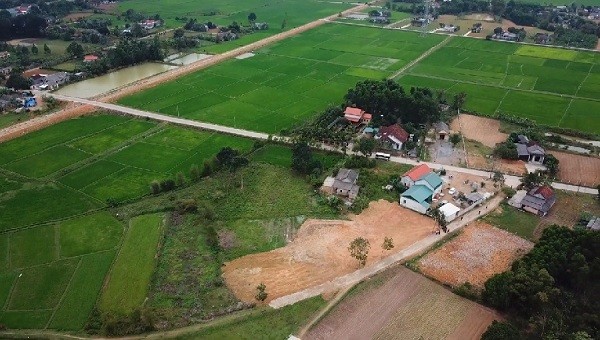 Một dự án đất nền tại huyện Cam Lộ, tỉnh Quảng Trị nhìn từ trên cao.