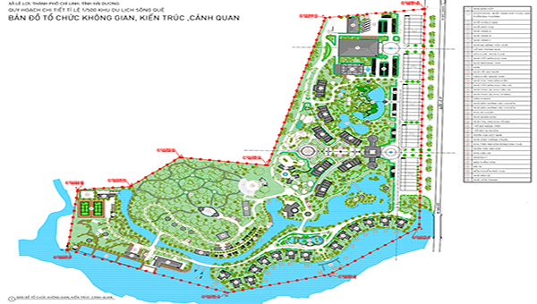 Bản đồ tổ chức không gian, kiến trúc, cảnh quan dự án Khu du lịch Sông Quê
