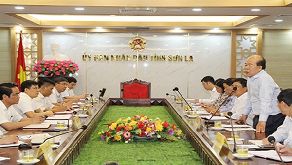 Buổi làm việc của Đoàn công tác Bộ Giao thông vận tải với UBND tỉnh Sơn La sáng 11/5/2020.