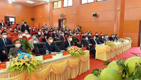 Các đại biểu dự hội nghị tại điểm cầu chính Lục Ngạn, Bắc Giang