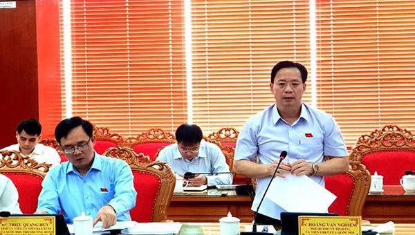 Ông Hoàng Văn Nghiệm, Trưởng Đoàn ĐBQH tỉnh phát biểu kết luận cuộc làm việc