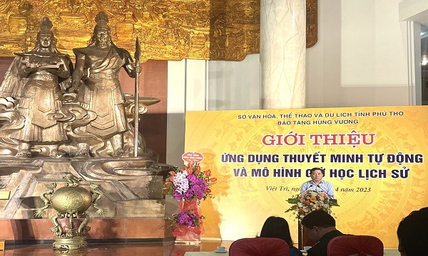 Ông Nguyễn Việt Trung, Phó Giám đốc sở VHTT&DL Phú Thọ phát biểu tại buổi lễ (Ảnh: Ngọc Tuyết)