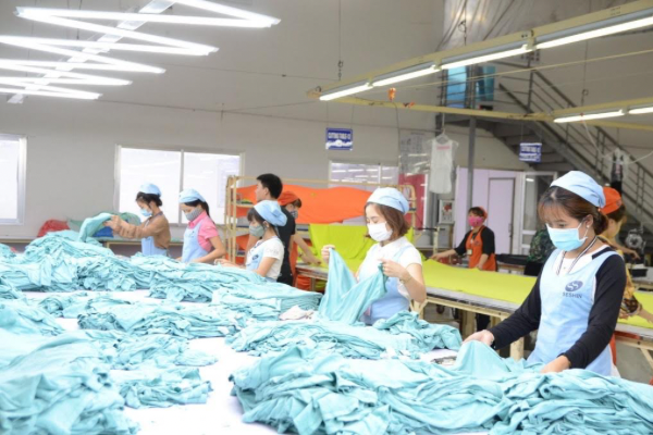 Lao động làm việc trong lĩnh vực may mặc tại Khu Công nghiệp Long Bình An, TP Tuyên Quang. (Ảnh: Lê Hanh)