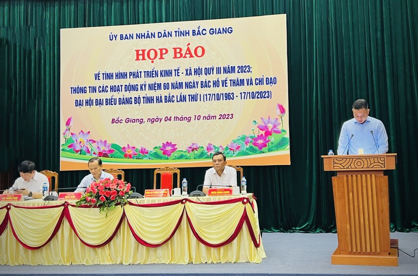 Ông Trương Quốc Hải - Giám đốc sở Văn Hoá - Thể Thao và Du lịch Bắc Giang phát biểu tại họp báo.