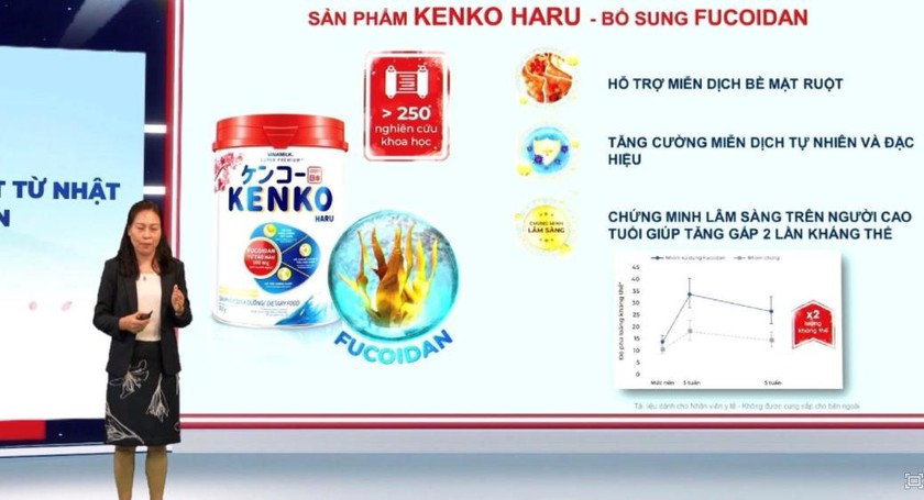 ThS. Tạ Thanh Huyền, đại diện Vinamilk, trình bày về sản phẩm mới Kenko Haru được bổ sung Fucoidan.