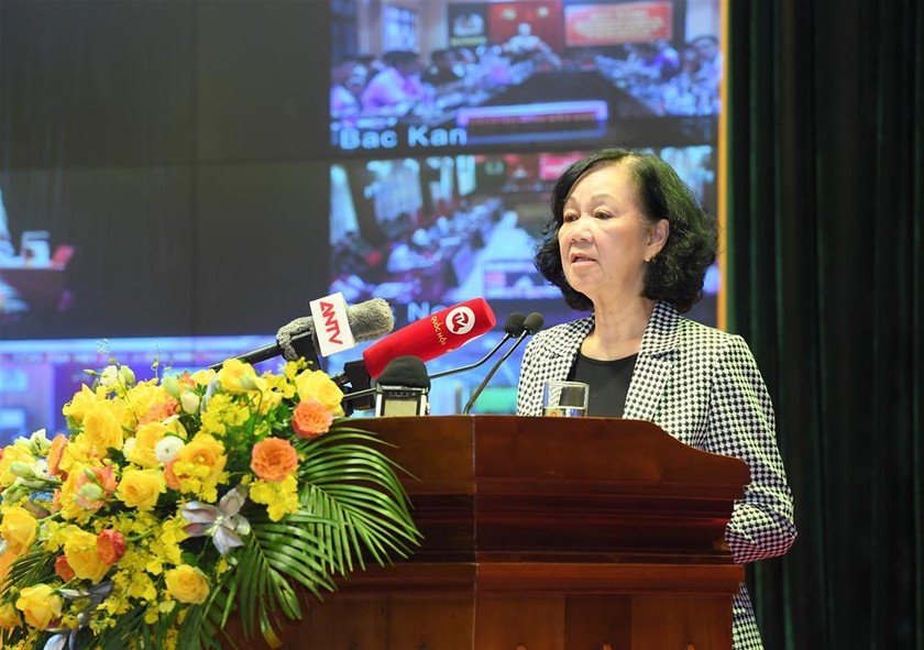 Thường trực Ban Bí thư, Trưởng Ban Tổ chức Trung ương Trương Thị Mai phát biểu. (Ảnh bocongan.gov.vn)