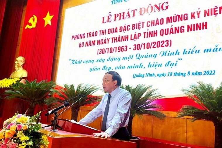 Bí thư Tỉnh ủy, Chủ tịch HĐND tỉnh Quảng Ninh Nguyễn Xuân Ký phát động phong trào thi đua đặc biệt từ ngày 18/08/2022. (Ảnh: Báo Nhân dân).