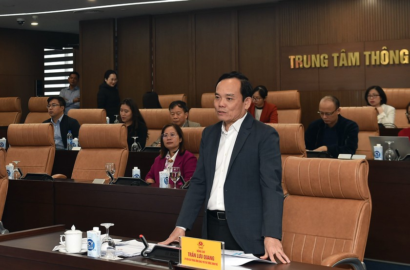 Phó Thủ tướng Trần Lưu Quang phát biểu tại buổi làm việc. Ảnh VGP