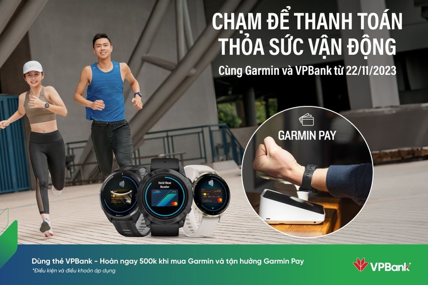Ngân hàng TMCP Việt Nam Thịnh Vượng (VPBank) chính thức ra mắt hình thức thanh toán một chạm Garmin Pay trên các thiết bị đồng hồ thông minh của Garmin.