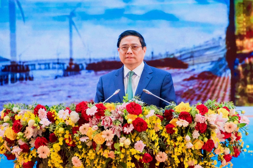 Thủ tướng Phạm Minh Chính phát biểu tại Hội nghị công bố Quy hoạch và xúc tiến đầu tư tỉnh Cà Mau.