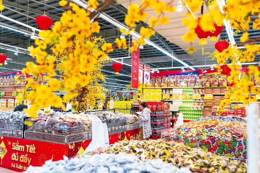 Các siêu thị đã dự trữ hàng hóa Tết tăng ít nhất 20%. (Ảnh minh họa - Nguồn: Khánh Vy/BNEWS).
