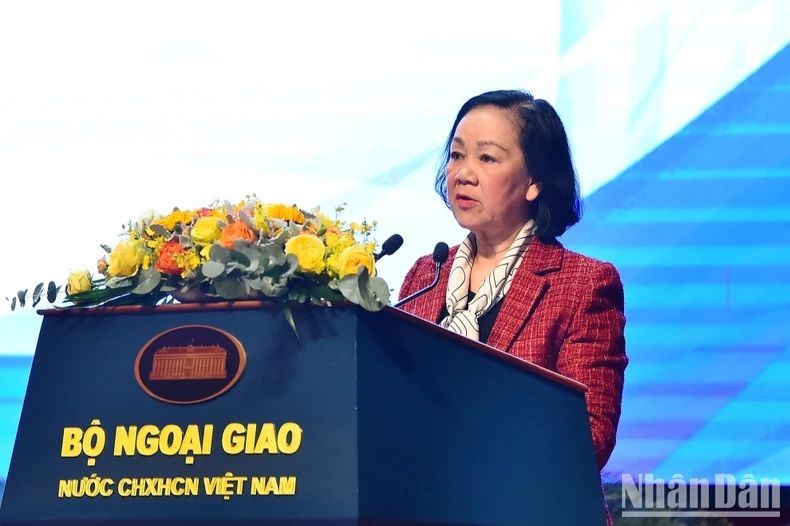Thường trực Ban Bí thư Trương Thị Mai phát biểu chỉ đạo Hội nghị. (Nguồn ảnh: Báo Nhân Dân).