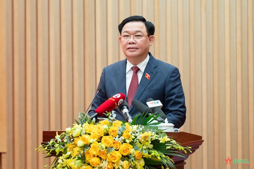 Chủ tịch Quốc hội Vương Đình Huệ phát biểu tại Hội nghị. (Ảnh: Phạm Thắng) 